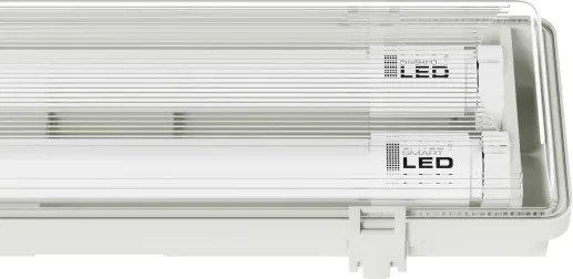 Corpo illuminante tecnico LED per tubi T8, 2x G13, 20W, 230V, 6500K, 120 cm, IP65, bianco