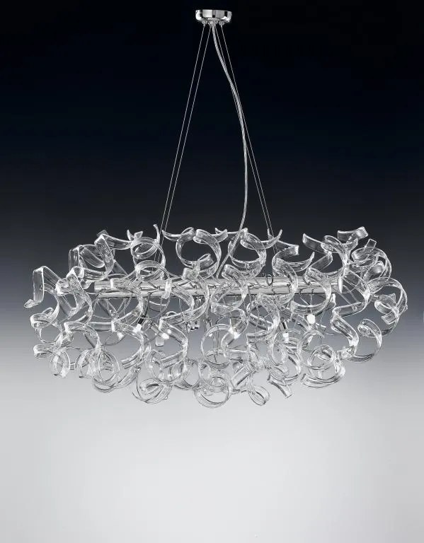 6-light suspension lamp with beam - Chrome - 206.520 Astro Collection - Metal Lux Arancione