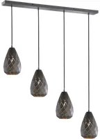 Lampada Sospensione Soffitto Interno 4 Luci Nero Oro a Rombo Onyx GD Trio