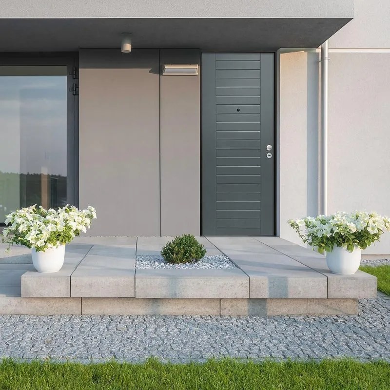 Porta blindata MASTER Great L 90 x H 210 cm in PVC grigio antracite/bianco, apertura spingere a sinistra, falso telaio incluso