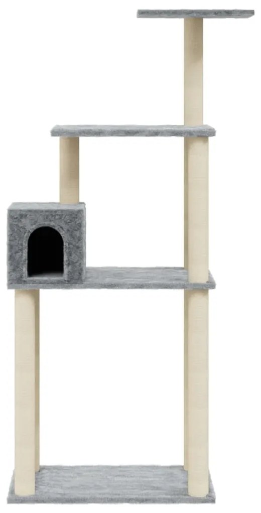 Albero per gatti con tiragraffi in sisal grigio chiaro 147 cm