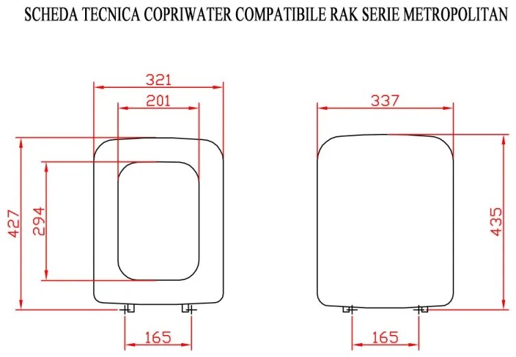 Copriwater Dedicato Rak Ceramiche Serie Metropolitan Bianco