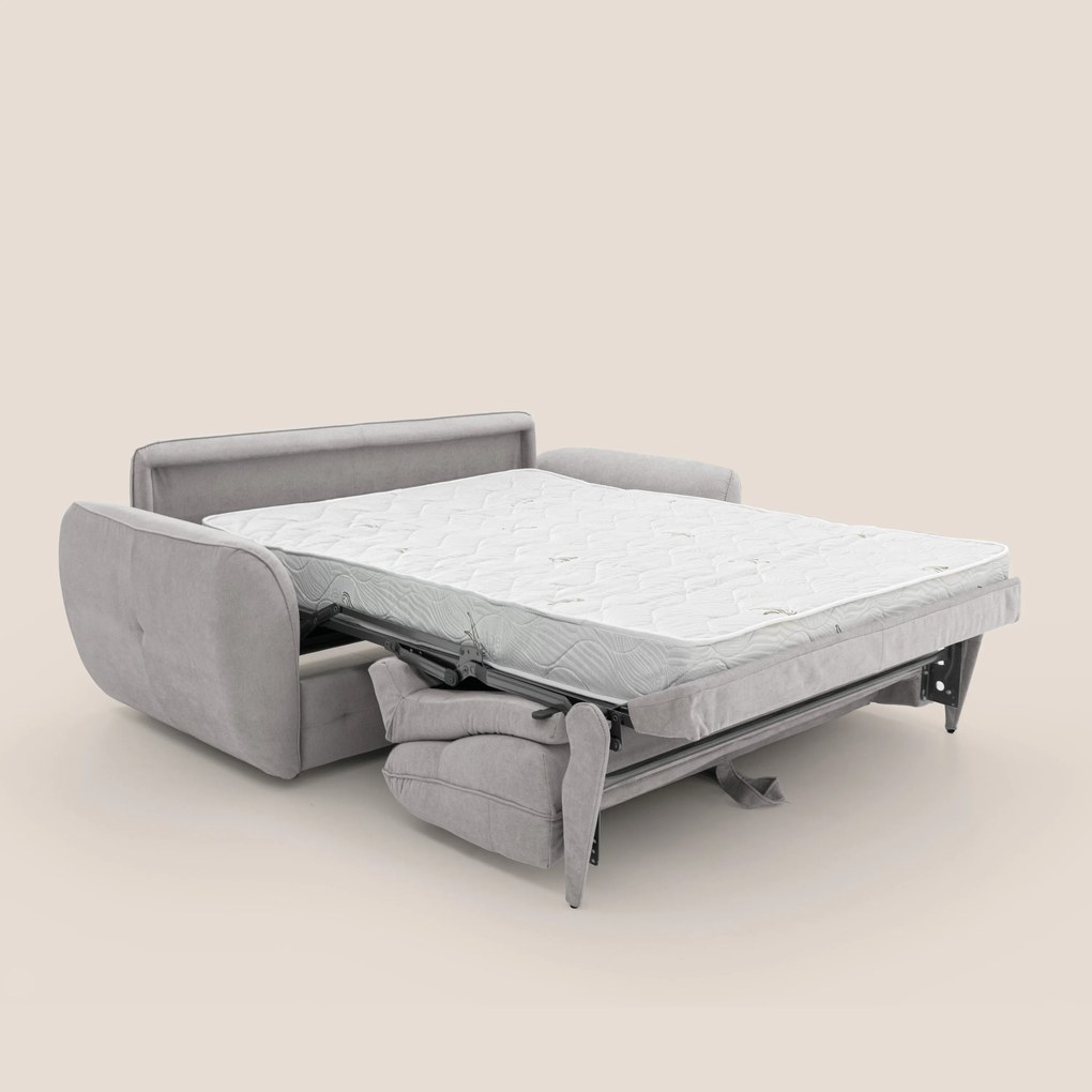 Zeus Divano letto scandinavo con schienale alto in tessuto impermeabile T02 grigio chiaro