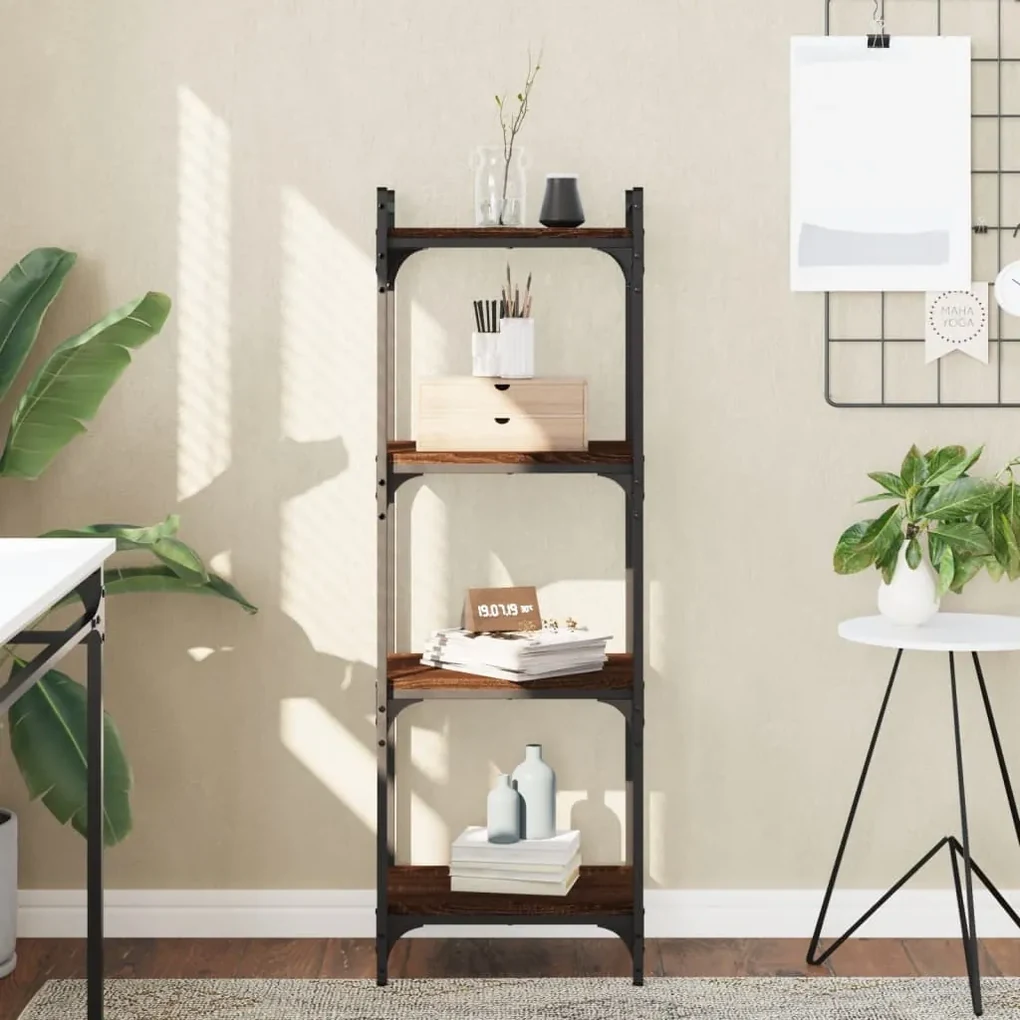 Libreria 4 ripiani rovere marrone 40x30x120cm legno multistrato