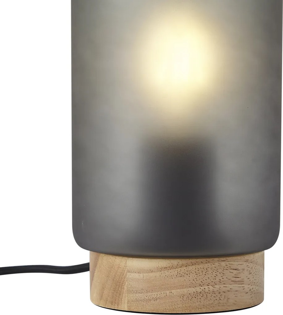 Lampada da tavolo moderna in legno con vetro grigio opaco - Umbra
