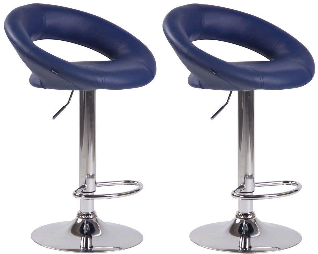 Set 2 Sedie Da Bar Olinda İn Ecopelle / Blau / Chrom