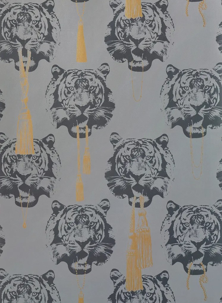 Studio Lisa Bengtsson Carta da parati Coco Tiger - Grey