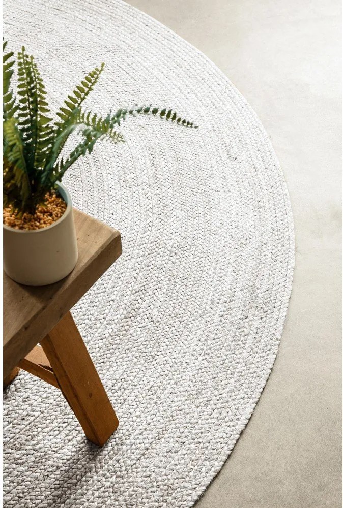 Tappeto rotondo bianco in iuta reversibile/tessuto a mano ø 140 cm Braided – Hanse Home
