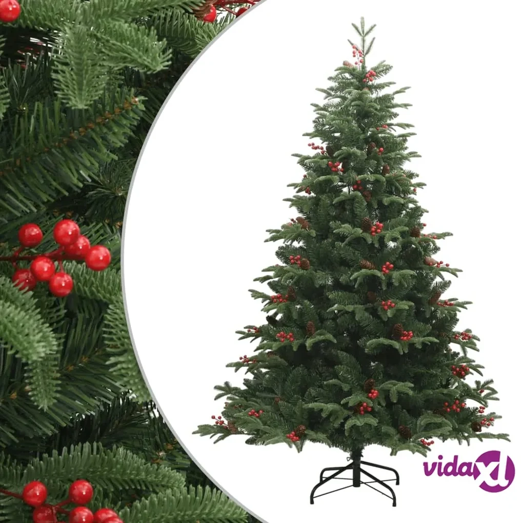 vidaXL Albero Natale Artificiale Incernierato con Pigne e Bacche