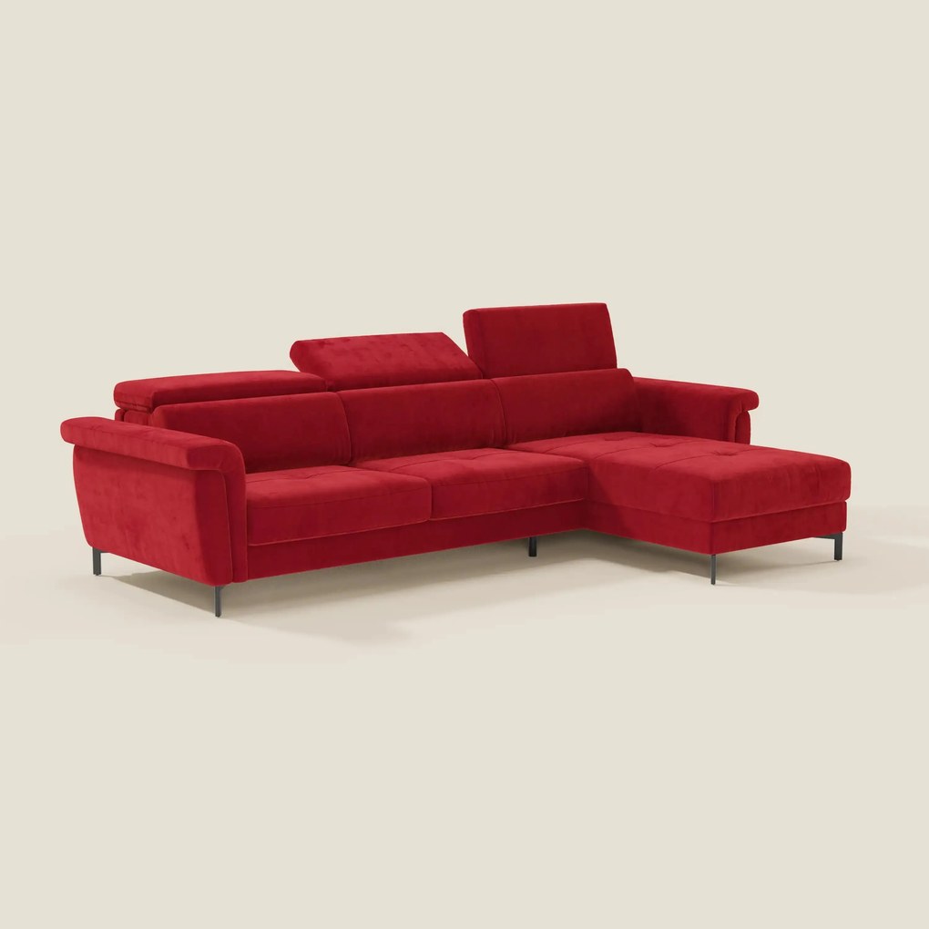 Capri Divano letto angolare con penisola contenitore e poggiatesta reclinabili - elegante tessuto smacchiabile T30