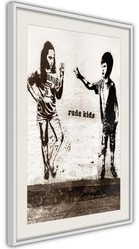 Poster  Banksy: Rude Kids  Cornice Quadri Cornice nera con pass-partout, Larghezza x Altezza Home decor 30x45