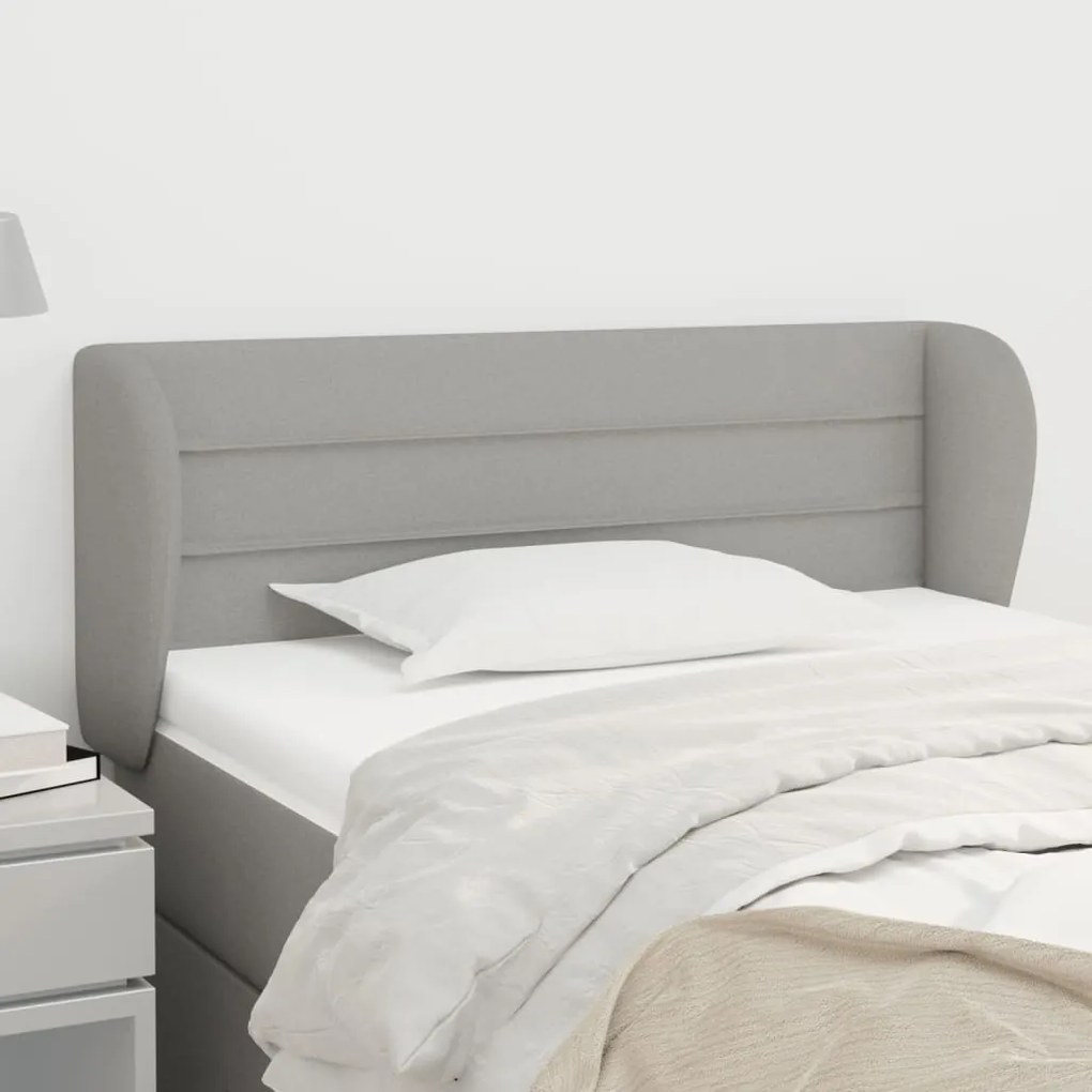 Testiera Ad Orecchio Grigio Chiaro 93x23x78/88 Cm İn Tessuto /