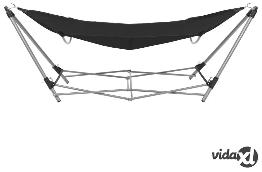vidaXL Amaca con Supporto Pieghevole Nera