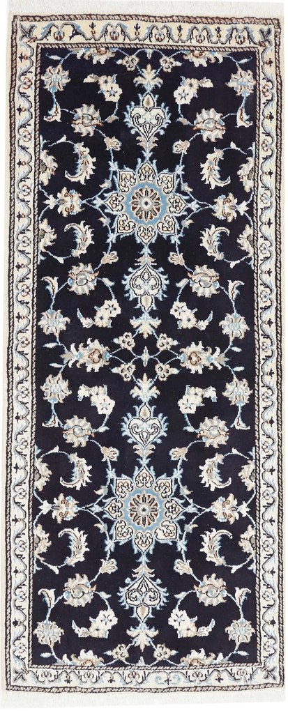 Nain Tappeto persiano 80 x 190 Blu (Iran) Annodato A Mano