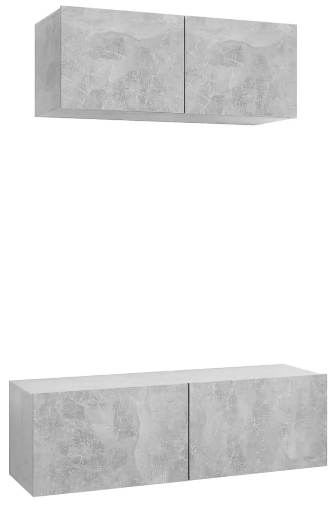 Set porta tv 2 pz grigio cemento in truciolato