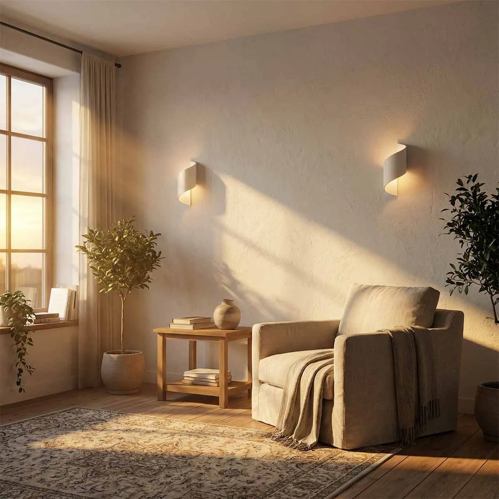 Applique da Parete G9 a Spirale in Gesso Pitturabile