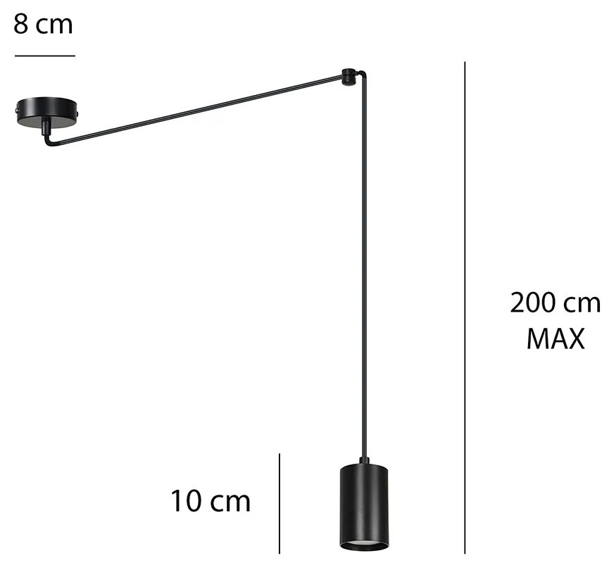 Sospensione A Ragno In Acciaio Nero 1 Luce Tracker Con Cavo 3 Metri