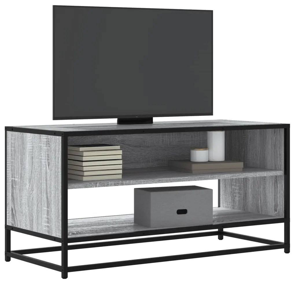 Mobile Tv Grigio Sonoma 91x40x46 Cm Legno Multistrato E Metallo /