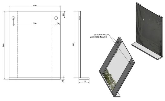 Aqualine - Specchio BETA 60x80 cm bianco