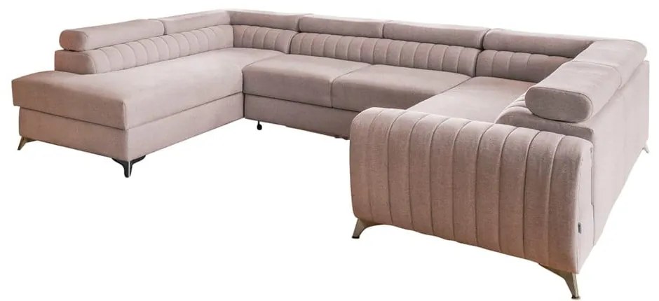 Divano angolare rosa allungabile/con contenitore (con penisola a sinistra/a U) Louis – ELTAP