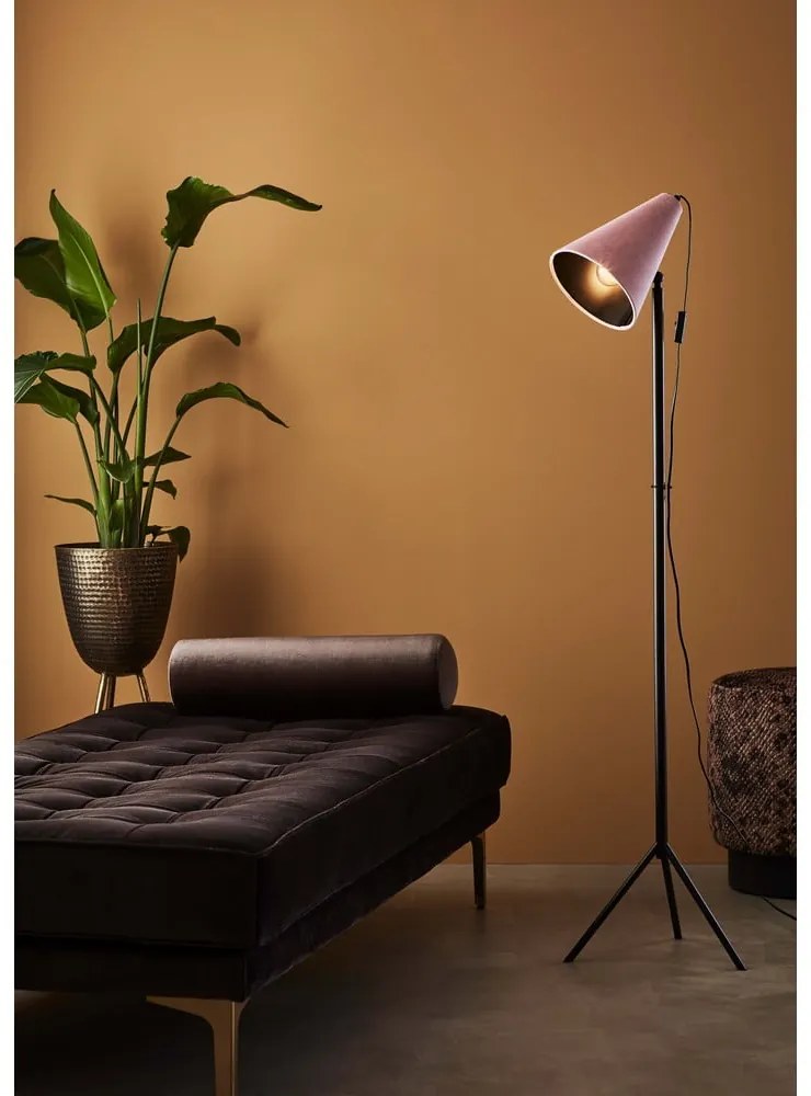 Lampada da terra nera con paralume rosa , altezza 1,5 m Cilla - Markslöjd