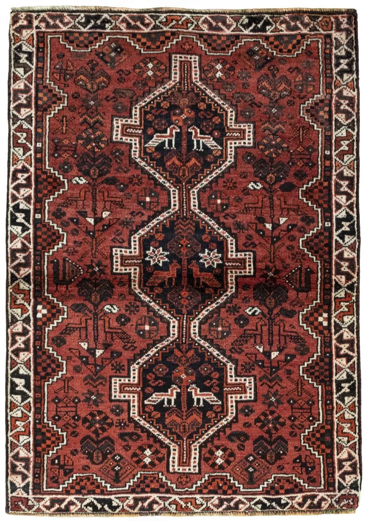 Shiraz Tappeto persiano 110 x 160 Rosso (Iran) Annodato A Mano