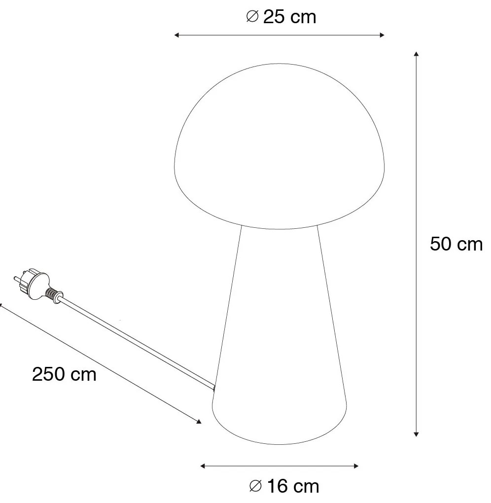 Lampada da terra per esterni nera 50 cm - Fungo