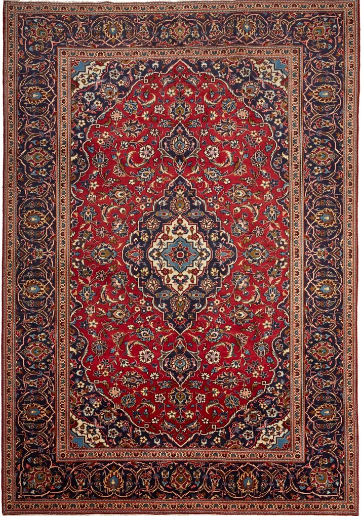 Kashan Tappeto 240 x 350 Rosso (Iran) Annodato A Mano