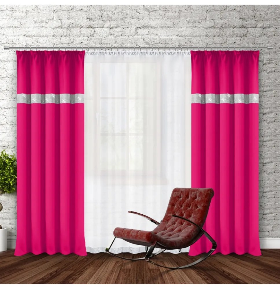 Tenda con nastro e zirconi 140x250 cm fucsia