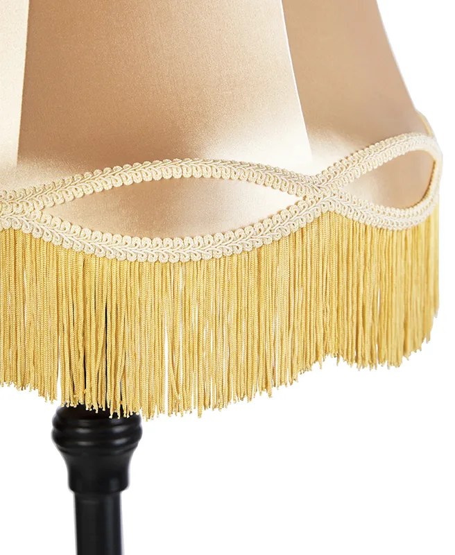 Lampada da terra nera con paralume Granny dorato - Classico