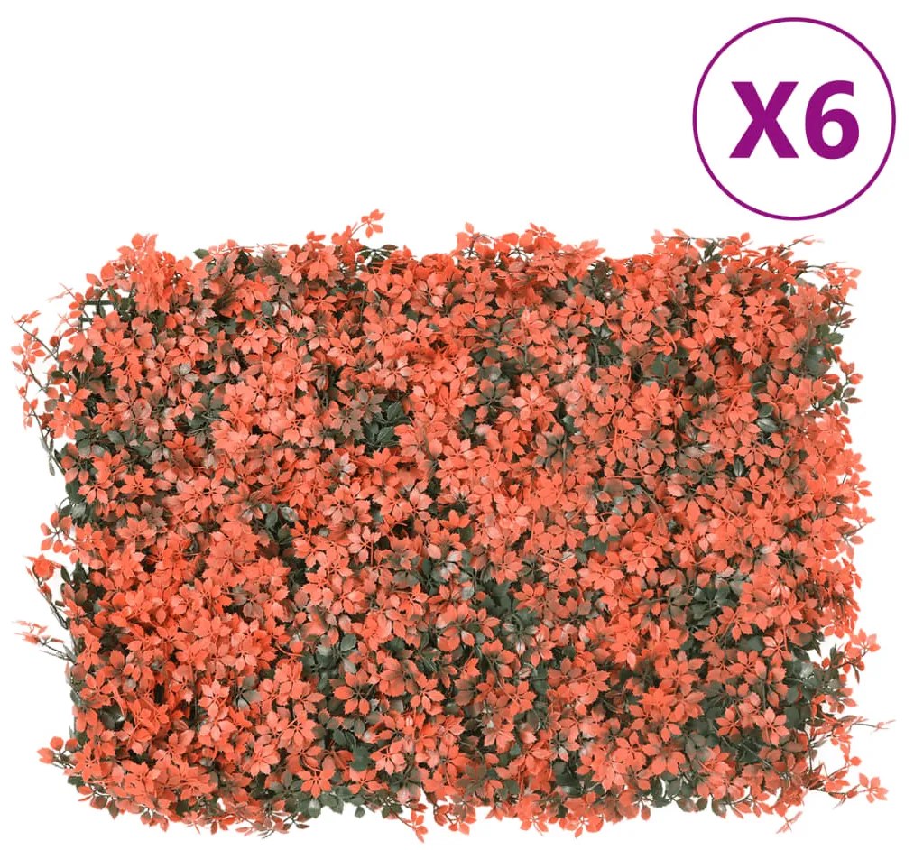 Recinzione Foglie Acero Artificiali 6 Pz Rosso Chiaro 40x60cm /