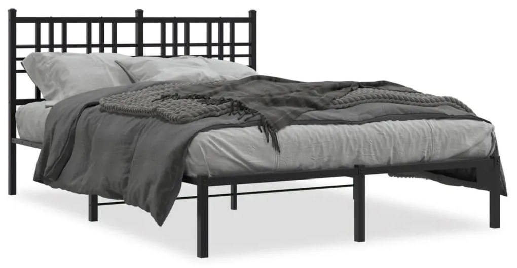 Giroletto Con Testiera İn Metallo Nero 135x190 Cm /