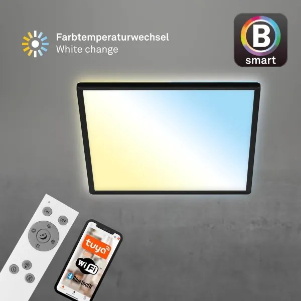 Briloner 7060-015 - Pannello LED dimmerabile SLIM 22W/230V 42x42 cm nero Wi-Fi Tuya + telecomando