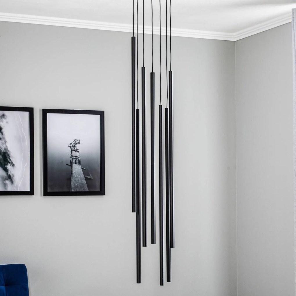 Nowodvorski Lighting Lampada a sospensione Laser, 7 luci, nero