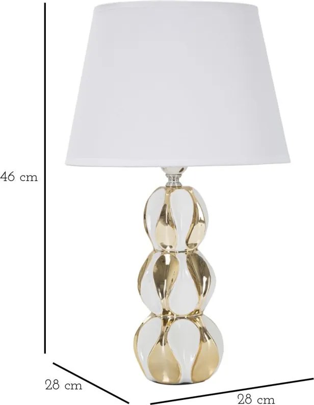 Lampada da Tavolo Glam Balls 28x46x28 cm in Ceramica Bianco/Oro...