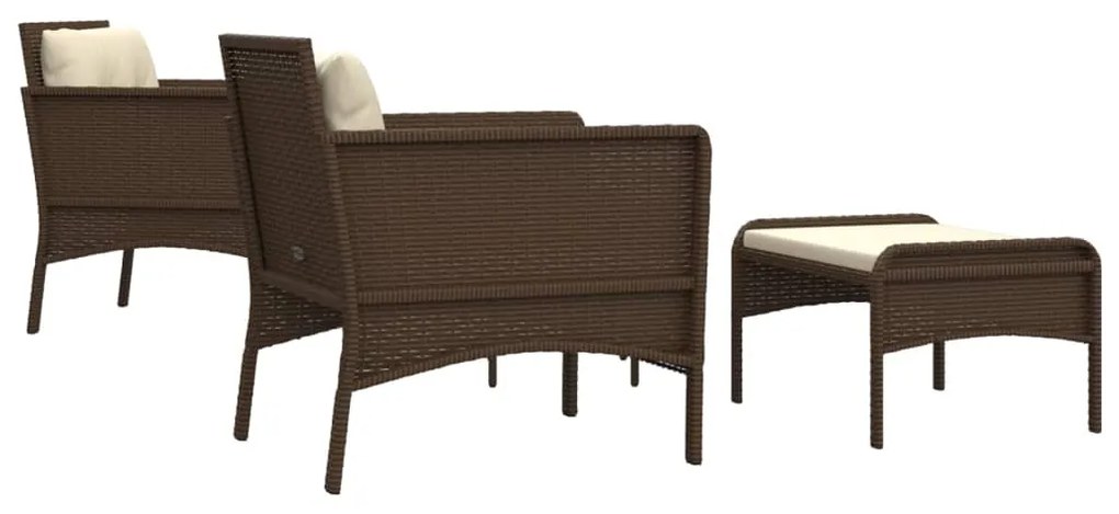 Set divani da giardino 5 pz con cuscini marrone in polyrattan