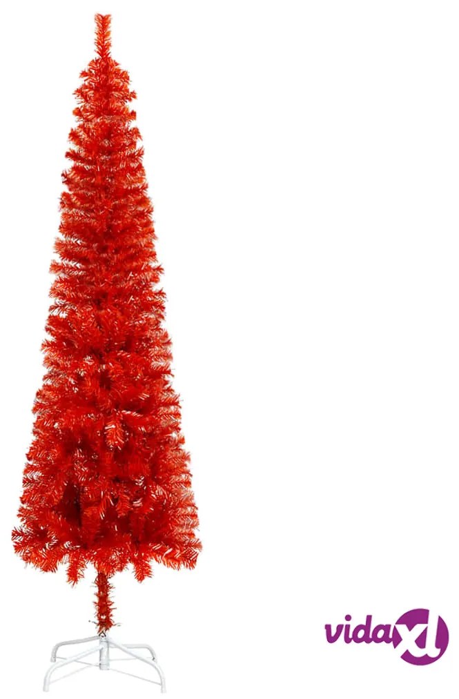 vidaXL Albero di Natale Sottile Rosso 240 cm