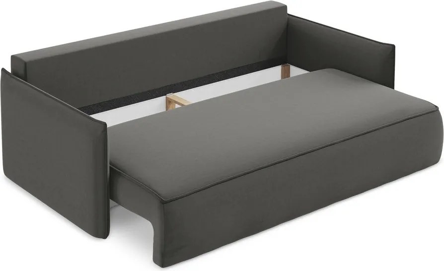 Divano grigio scuro allungabile/con contenitore con rivestimento in velluto 225 cm Hula – Makamii