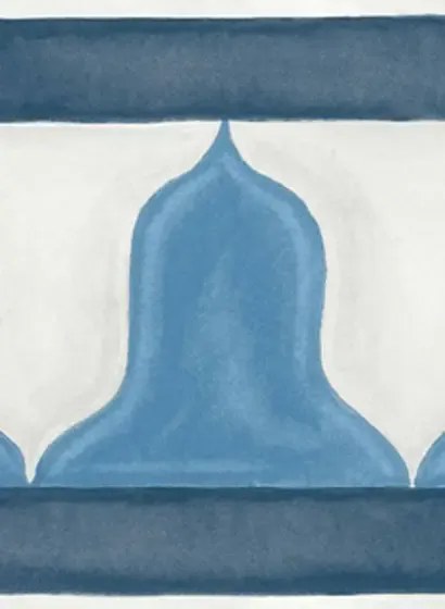 Cole & Son Carta da parati Zellige Border - China Blue/ White