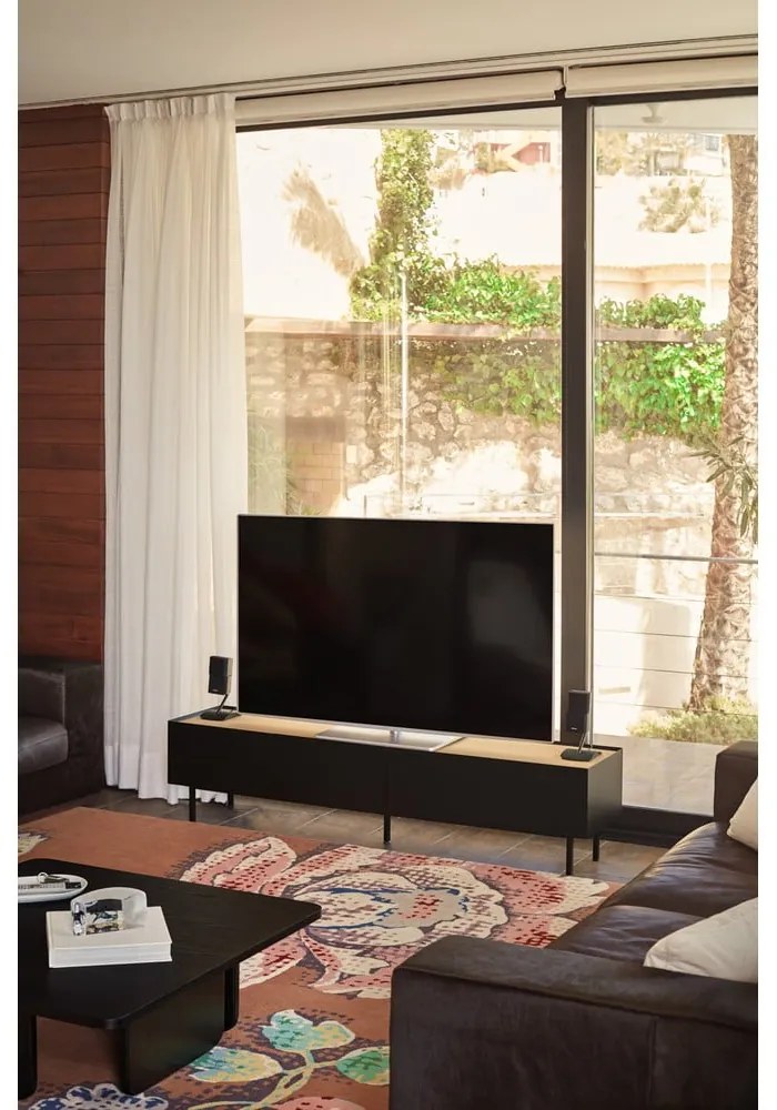 Tavolo TV in rovere nero e naturale 180x45 cm Arista - Teulat