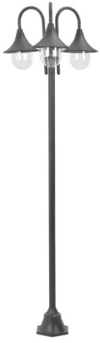 Lampione da Giardino E27 220 cm Alluminio 3 Lampade Bronzo