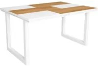 Tavolo da pranzo 6 posti 140x90 cm con gambe in legno design moderno colore Bianco e Rovere