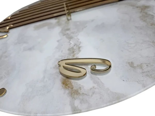 Orologio da Parete Vetro Moderno 65 cm effetto Marmo e Noce