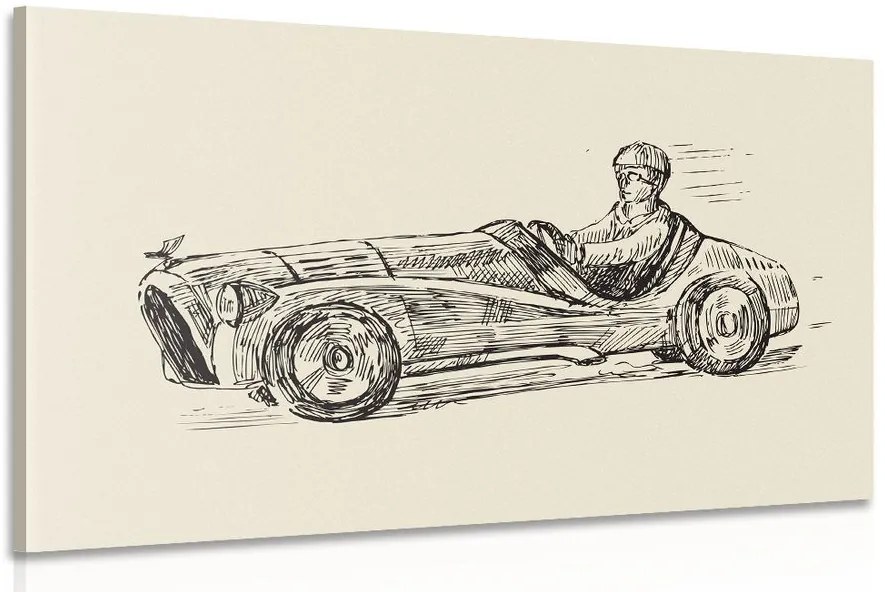 Quadro su tela – Auto da corsa in stile retrò