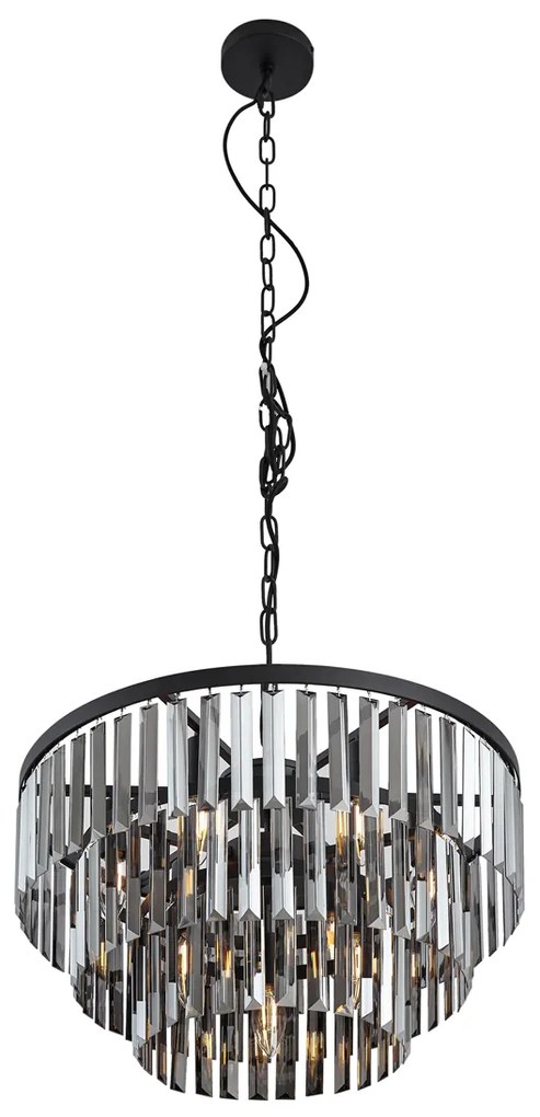 Modern Chandelier Black with Smoke Glass 9-Lights - Amel