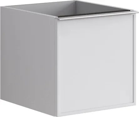 Cassettiera Pixel con 2 cassetti (1 interno) frontale Frame  laccato opaco bianco e maniglia alluminio brillante L.40 H.40 P.45,5 cm.