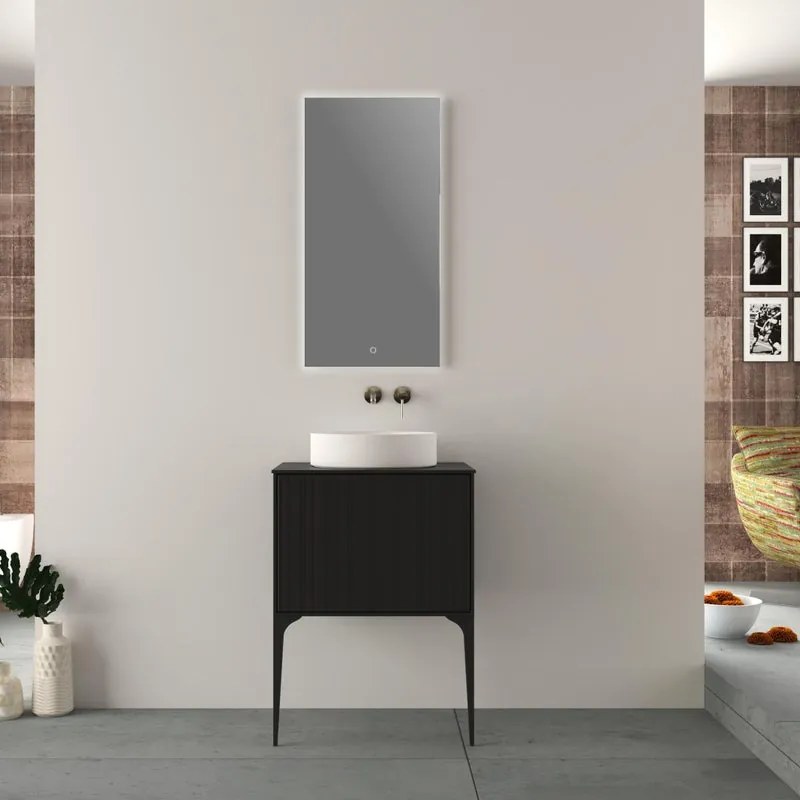 Mobile da bagno sotto lavabo BADEN HAUS DOMINO nero opaco L 60 x H 43 x P 46 cm 1 cassetto, lavabo non incluso