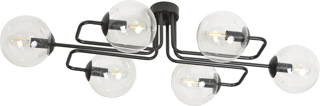 Lampadario da soffitto BRENDI 6 in acciaio e vetro 6xE14