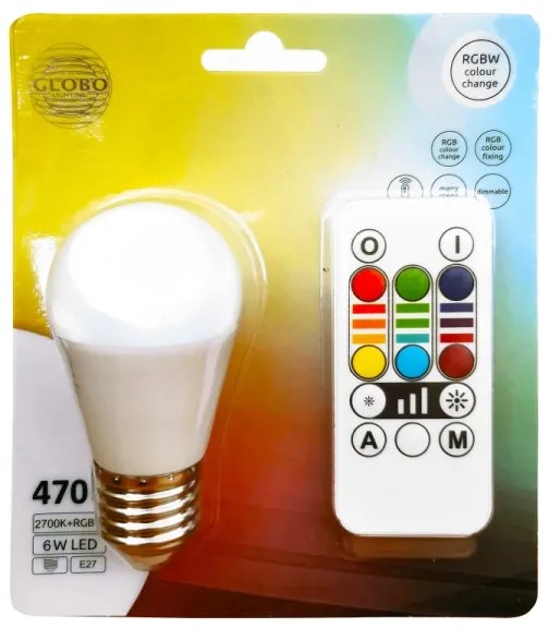 Lampadina LED RGBW dimmerabile ILLU E27/6W/230V 3000K + +TC - Globo 106753