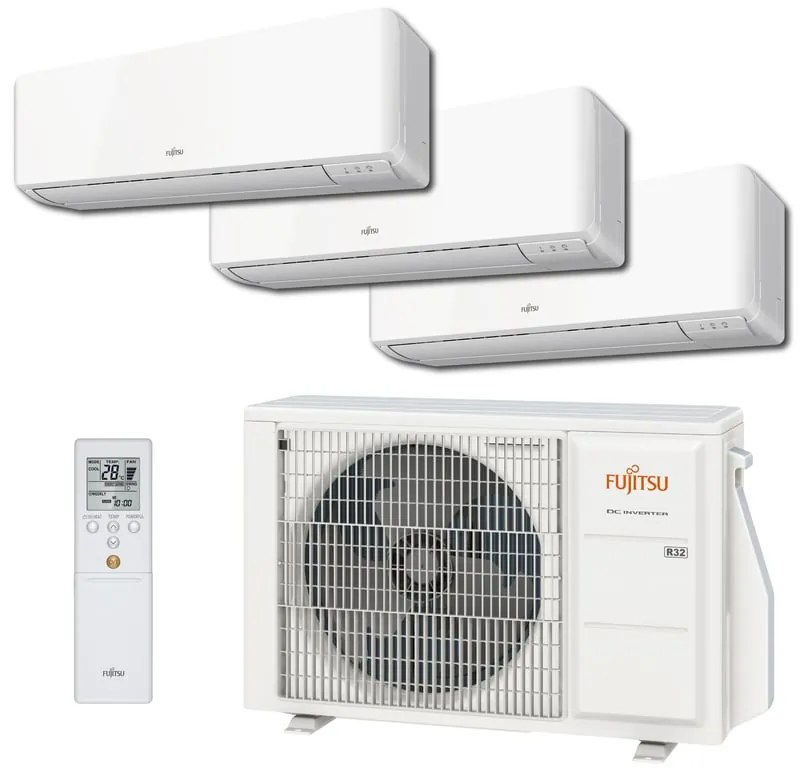 Condizionatore a muro multisplit inverter FUJITSU KM 9 + 9 + 12 24000 BTU classe raffreddamento A+++, classe di riscaldamento A++, bianco